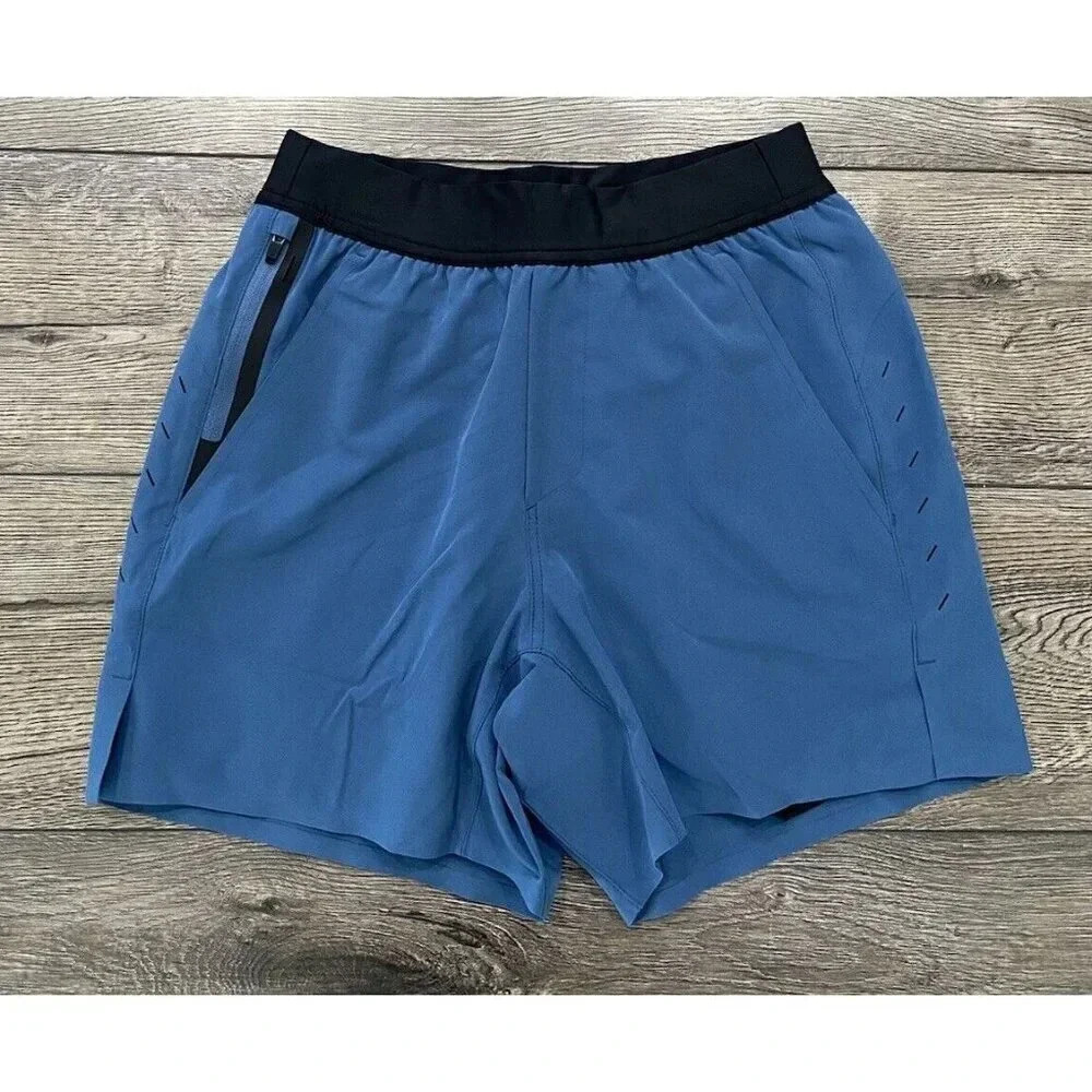 Ten Thousand Men's Athletic Shorts in Slate Blue with Black Waistband